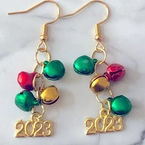 New 2023 or 2024 Prom Graduation New Year’s Eve Jingle Bells Handmade Earrings